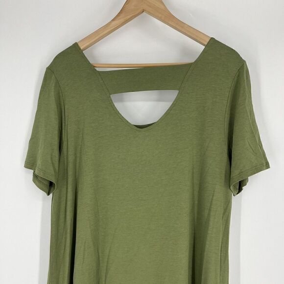 Soft Surroundings Camille T Shirt Dress Size Large Womens Green Cotton Stretch - Picture 6 of 7